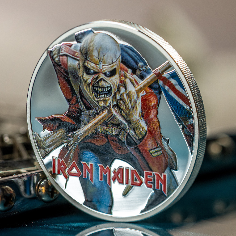 EDDIE THE TROOPER Iron Maiden 1 Oz Silver Coin $5 Cook Islands 2023