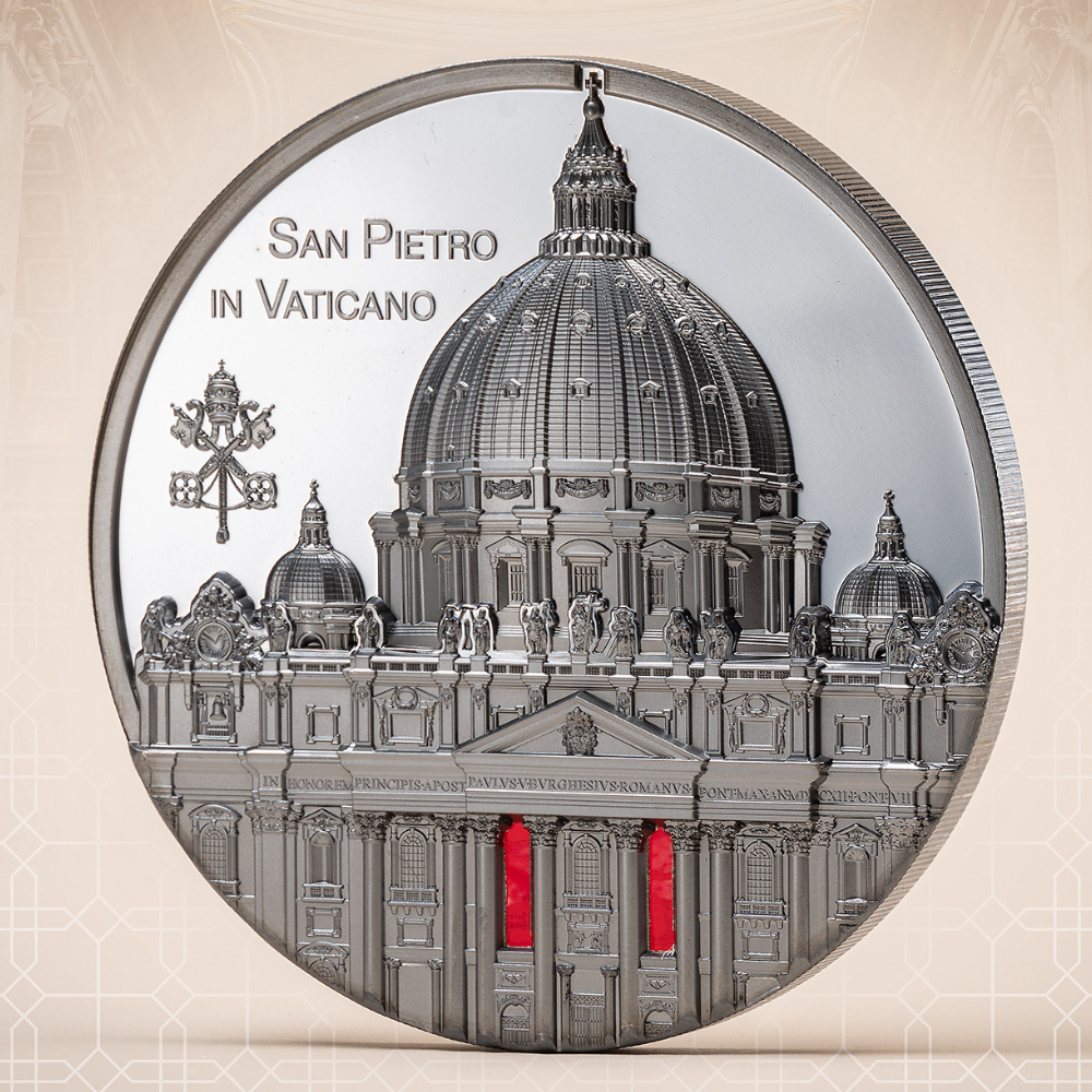 SAN PIETRO IN VATICANO Tiffany Art 5 Oz Silver Coin $25 Palau 2022