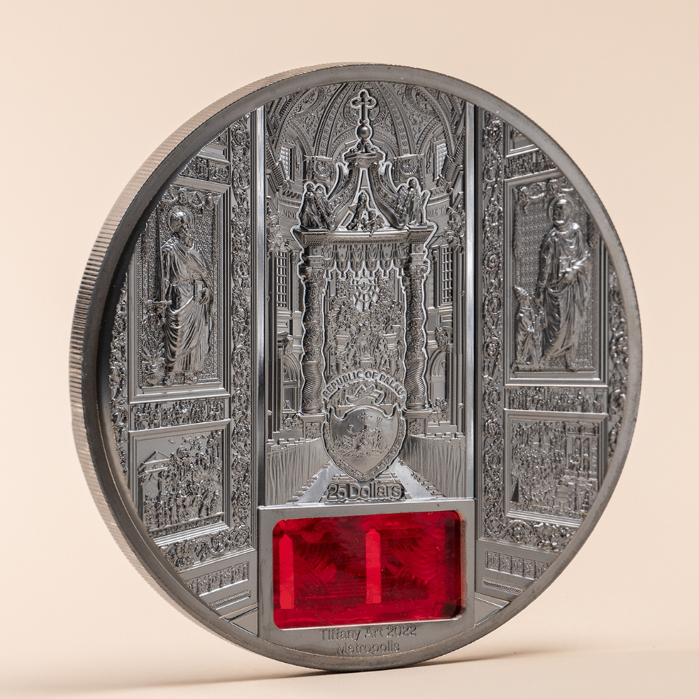 SAN PIETRO IN VATICANO Tiffany Art 5 Oz Silver Coin $25 Palau 2022