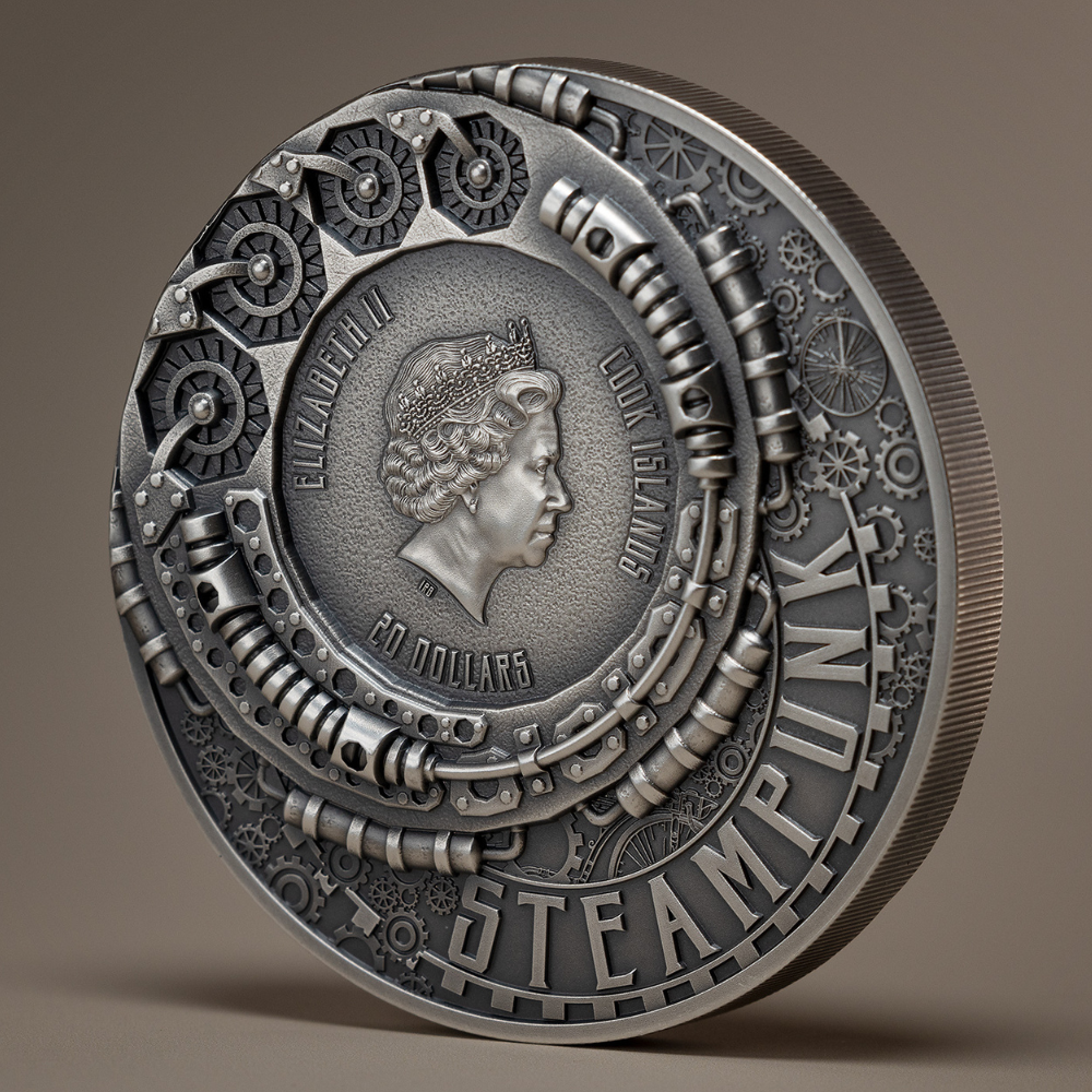 NAUTILUS Steampunk 3 Oz Silver Coin $20 Cook Islands 2022