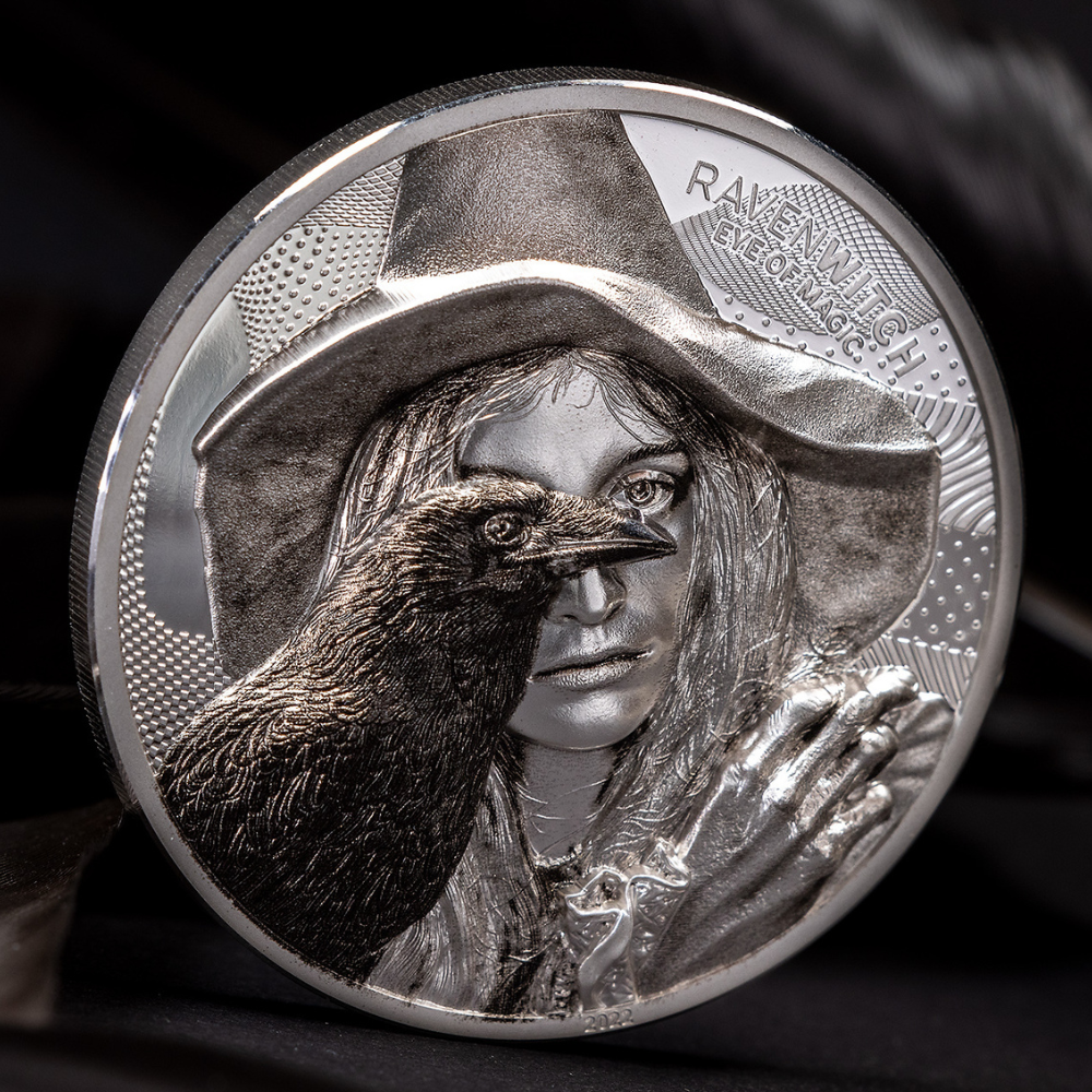 RAVEN WITCH Eye of Magic 2 Oz Silver Coin $10 Cook Islands 2022
