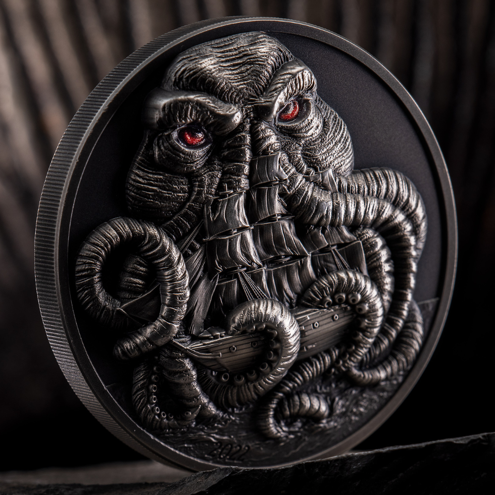 CTHULHU Howard Phillips Lovecraft 3 Oz Silver Coin $20 Palau 2022