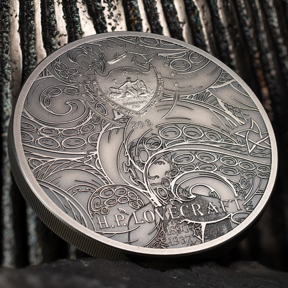 CTHULHU Howard Phillips Lovecraft 3 Oz Silver Coin $20 Palau 2022