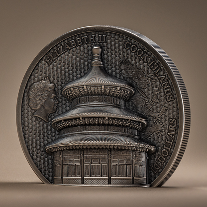 TEMPLE OF HEAVEN Beijing 2 Oz Silver Coin $10 Cook Islands 2023