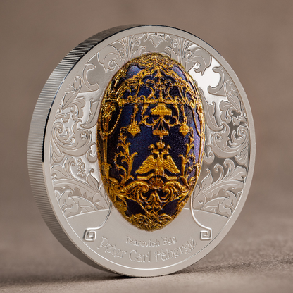 TSAREVICH FABERGE EGG Peter Carl 2 Oz Silver Coin 1000 Togrog Mongolia 2023