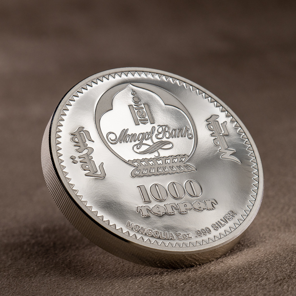 TSAREVICH FABERGE EGG Peter Carl 2 Oz Silver Coin 1000 Togrog Mongolia 2023