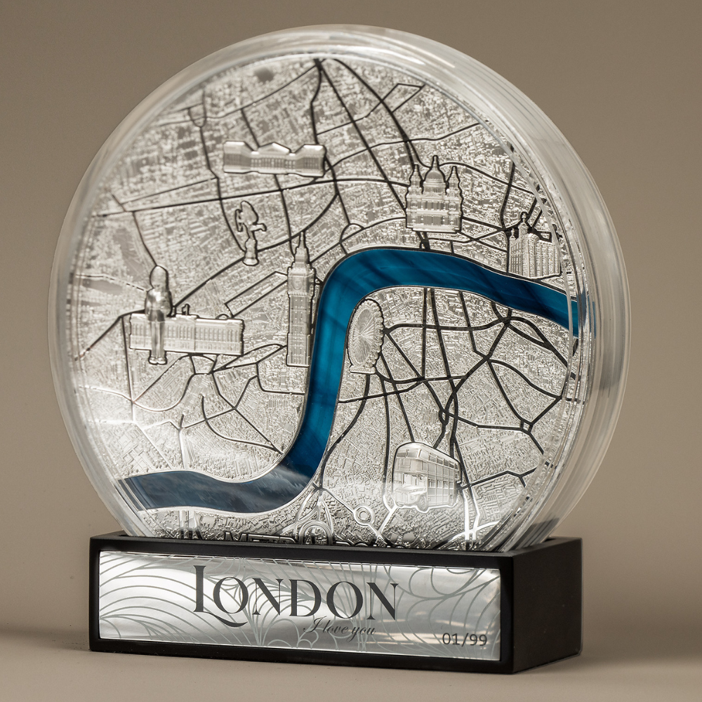 LONDON Tiffany Art Metropolis 1 Kg Kilo Silver Coin $50 Palau 2023