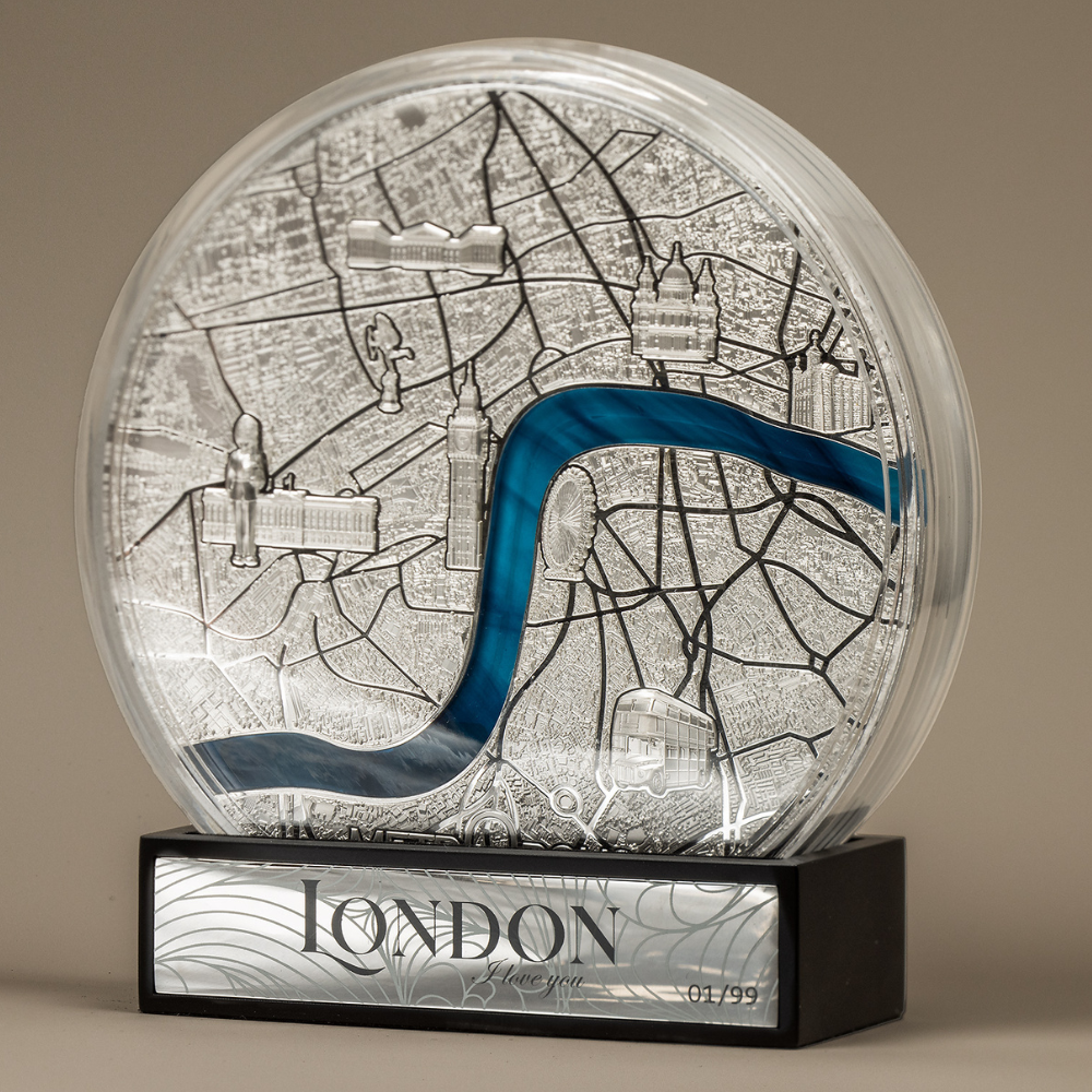 LONDON Tiffany Art Metropolis 1 Kg Kilo Silver Coin 50$ Palau 2023