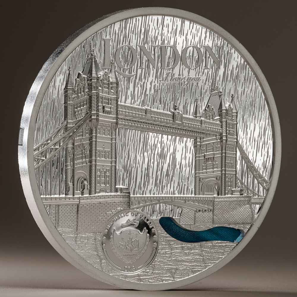LONDON Tiffany Art Metropolis 3 Oz Silver Coin $20 Palau 2023