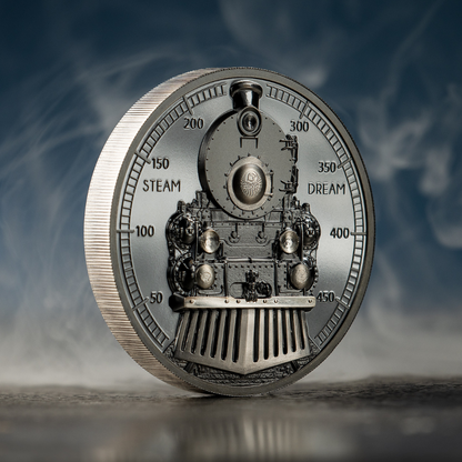 TRAIN Steam Dream 2 Oz Silver Coin $10 Cook Islands 2023