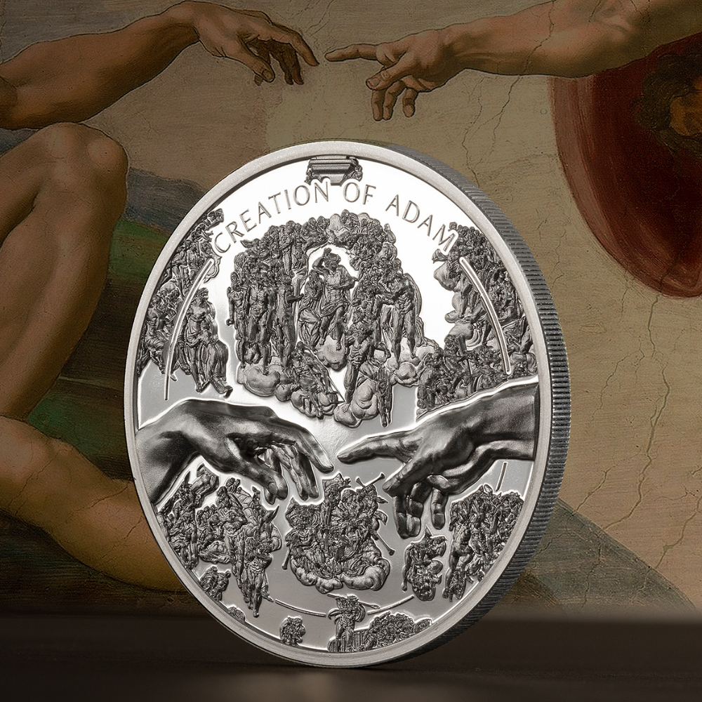 CREATION OF ADAM X Ray 1 Oz Silver Coin $5 Cook Islands 2023