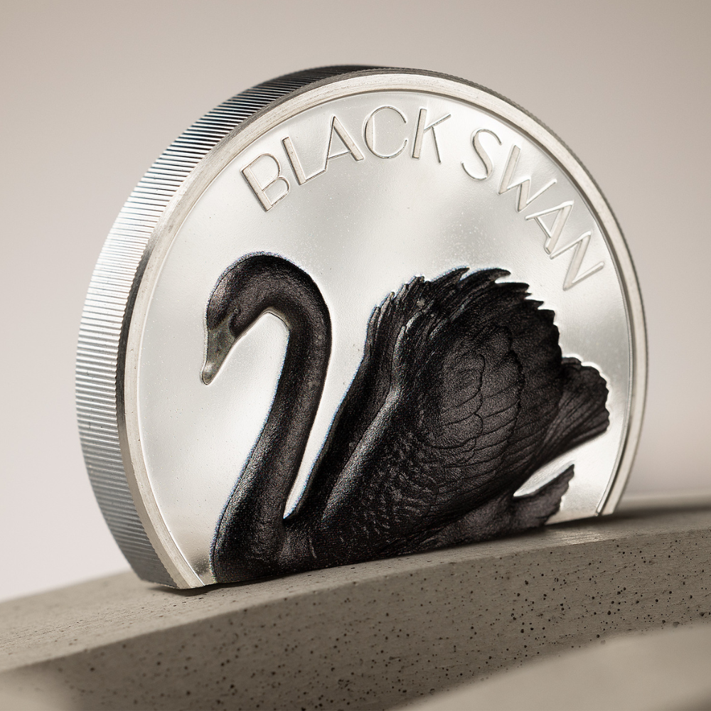 BLACK SWAN 2 Oz Silver Coin $10 Cook Islands 2023