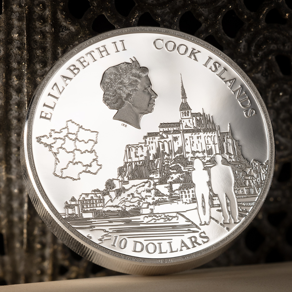 MONT SAINT MICHEL 5 Oz Silver Coin $25 Cook Islands 2023