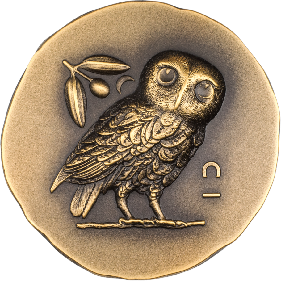 ATHENA'S OWL Numismatic Icons 1 Oz Gold Coin $250 Cook Islands 2023