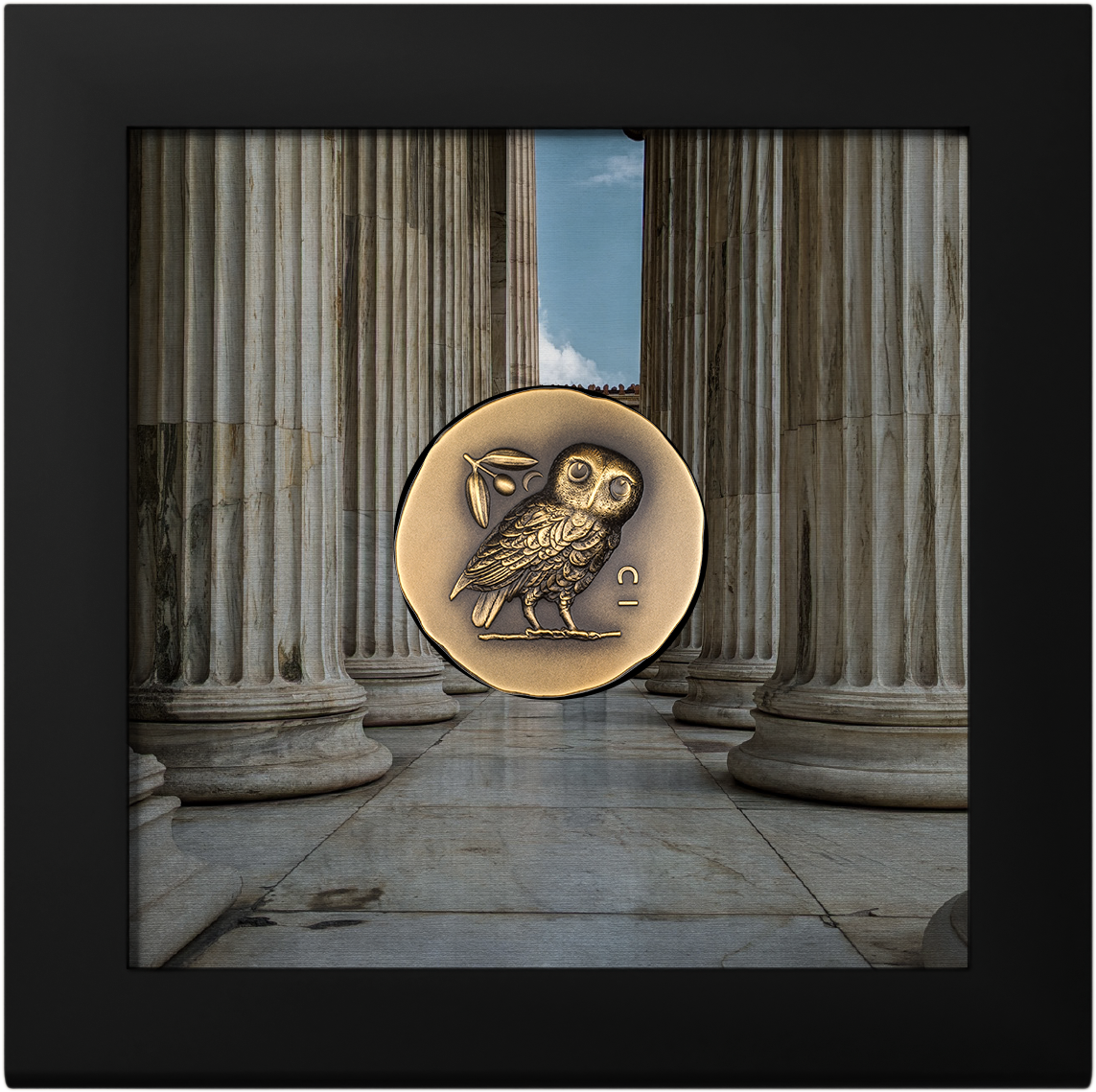 ATHENA'S OWL Numismatic Icons 1 Oz Gold Coin $250 Cook Islands 2023
