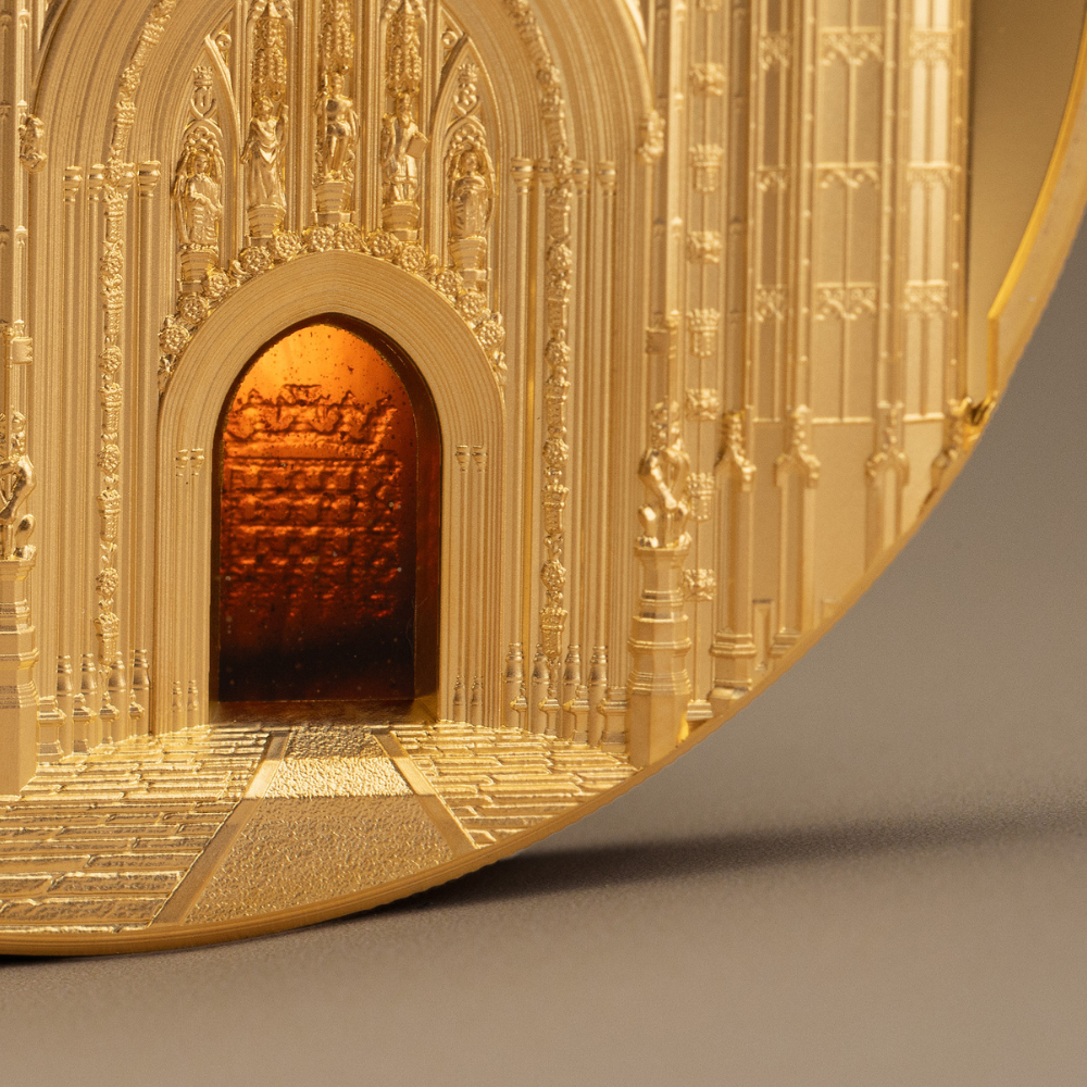 PALACE OF WESTMINSTER Tiffany Art Metropolis 5 Oz Gold Coin $500 Palau 2023