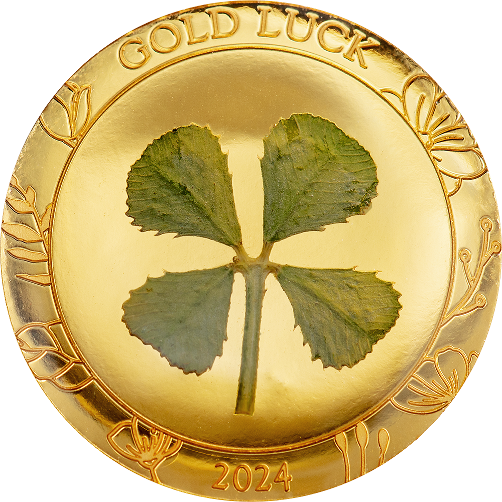 OUNCE OF LUCK Four Leaf Clover Gold Coin $1 Palau 2024
