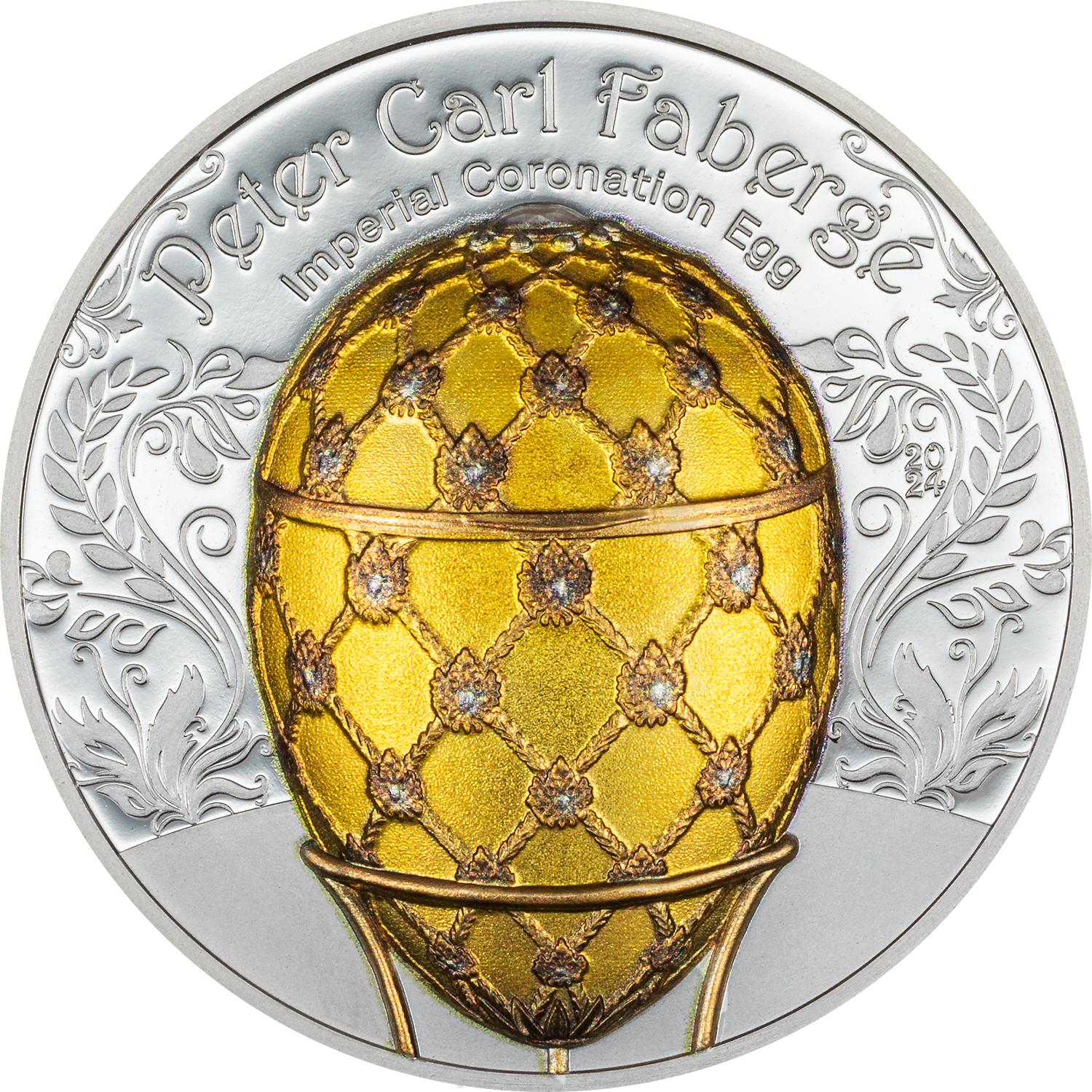 IMPERIAL CORONATION EGG 2 Oz Silver Coin 1000 Togrog Mongolia 2024