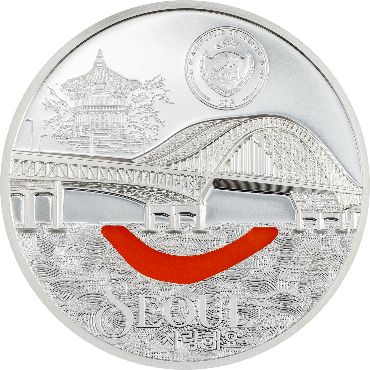 SEOUL Tiffany Art Metropolis 3 Oz Silver Coin $20 Palau 2024