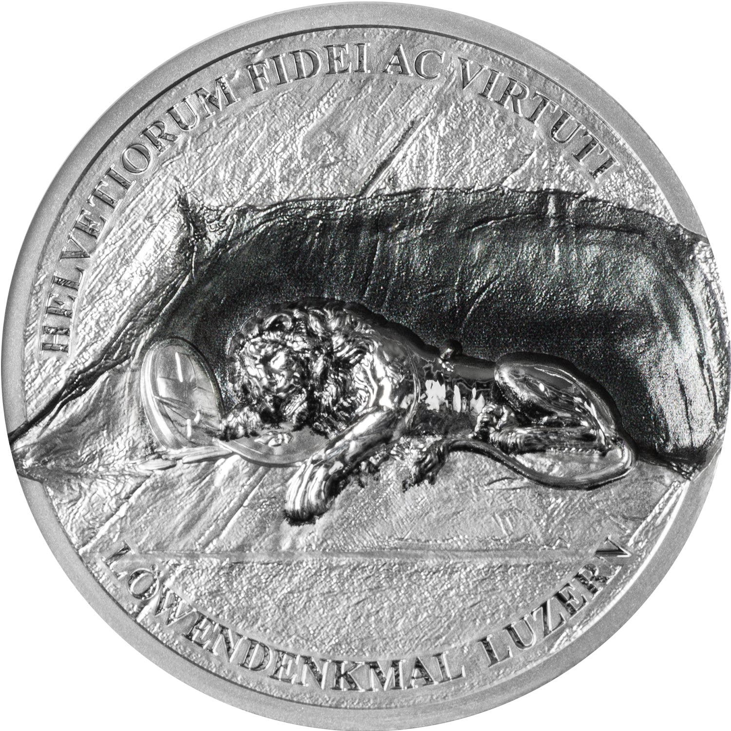 LION MONUMENT Lion of Lucerne 1 Oz Silver Coin $5 Cook Islands 2024