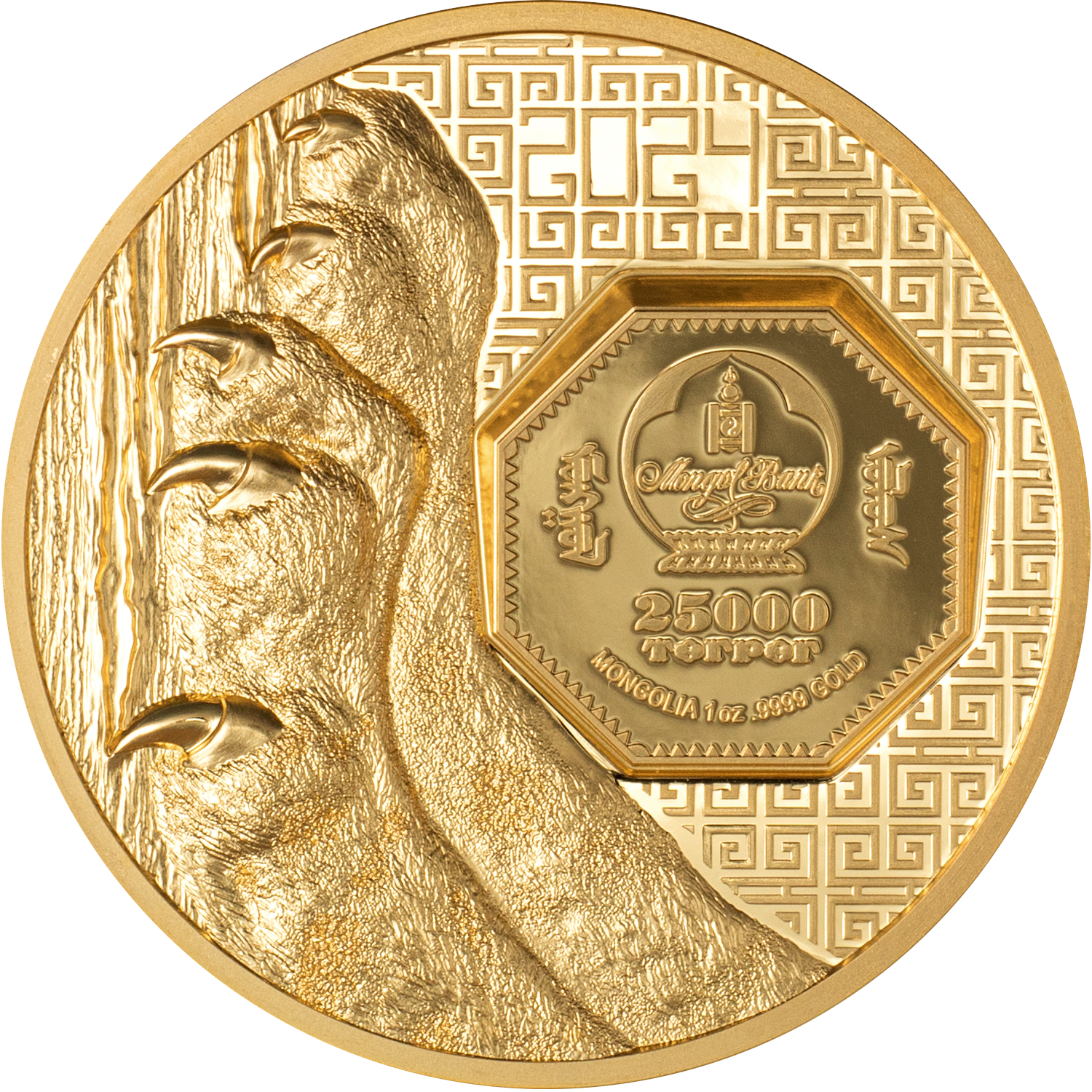SNOW LEOPARD Wild Mongolia 1 Oz Gold Coin 25000 Togrog Mongolia 2024