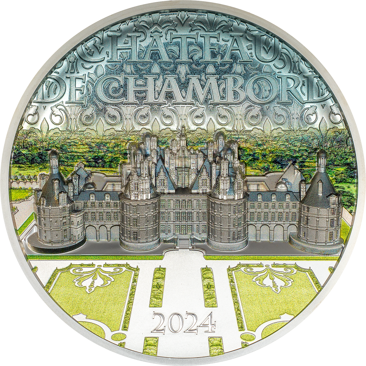 CHATEAU DE CHAMBORD 5 Oz Silver Coin $25 Cook Islands 2024