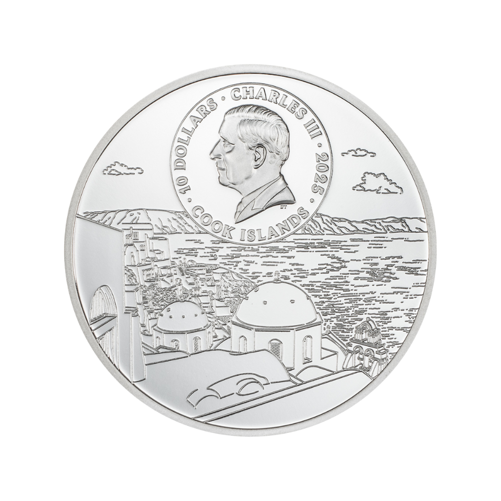 The Architectures of the World Santorini 2 Oz Fine Silver Coin