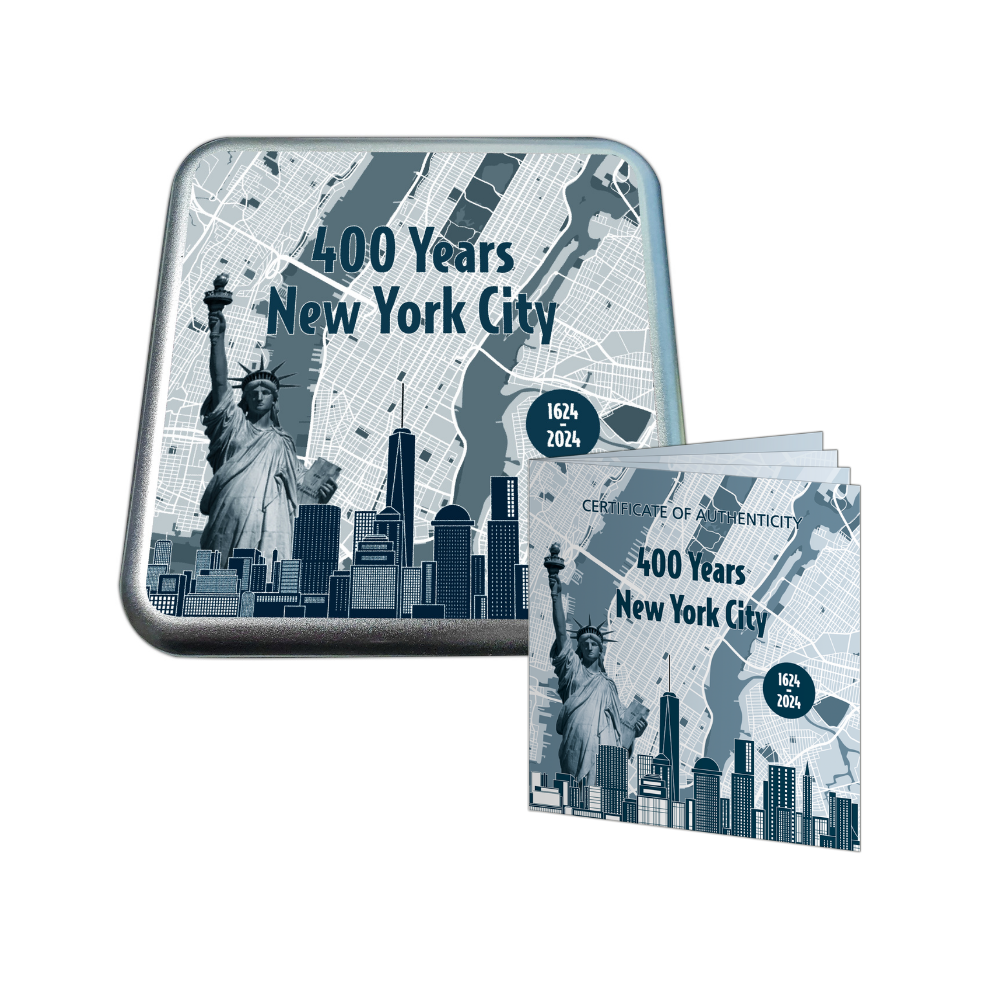 400 YEARS NEW YORK CITY 4 Oz Silver Coin $5 Barbados 2024