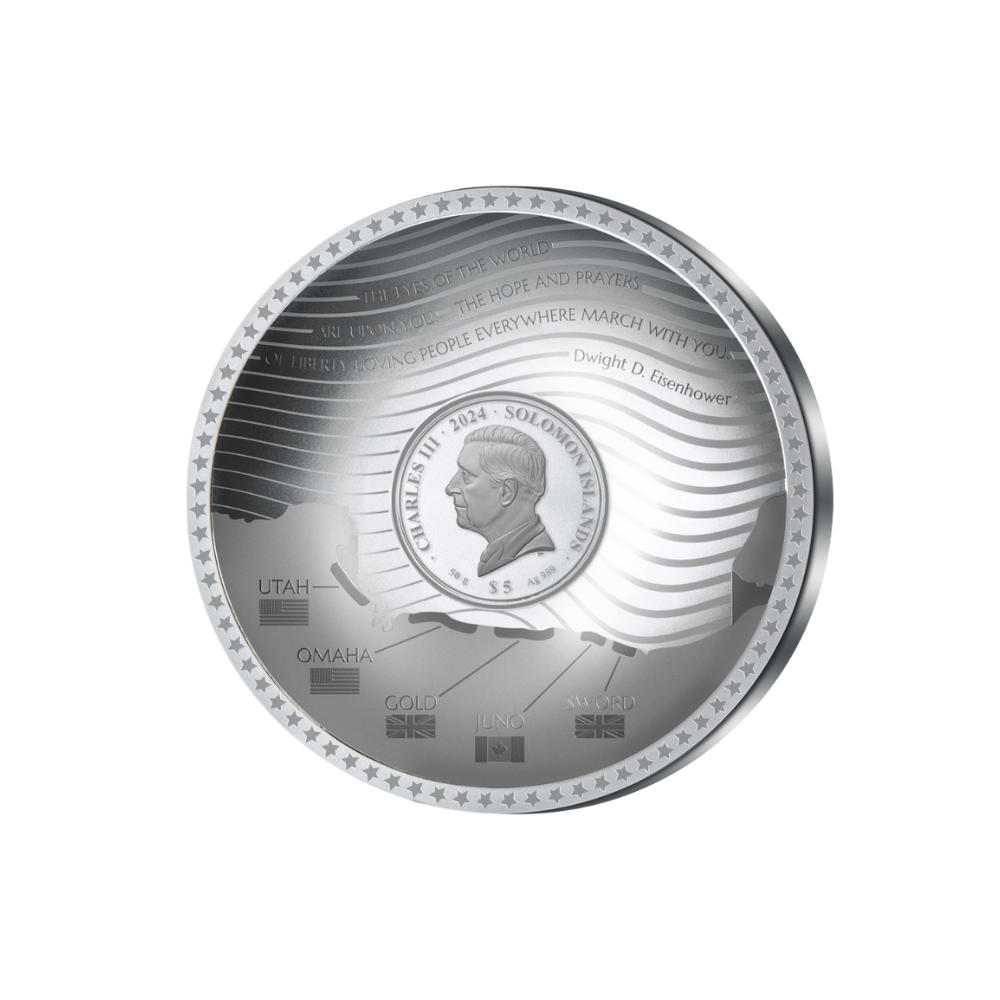 80TH ANNIVERSARY OF D-DAY 50g Silver Coin $5 Solomon Islands 2024