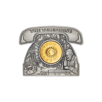 ALEXANDER GRAHAM BELL 100th Anniversary Shaped 3 Oz Silver Coin $5 Barbados 2022