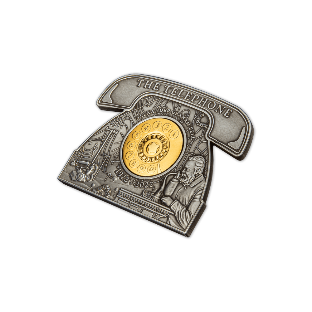 ALEXANDER GRAHAM BELL 100th Anniversary Shaped 3 Oz Silver Coin $5 Barbados 2022