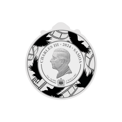 ALFRED HITCHCOCK 125th Anniversary 3 Oz Silver Coin $5 Samoa 2024