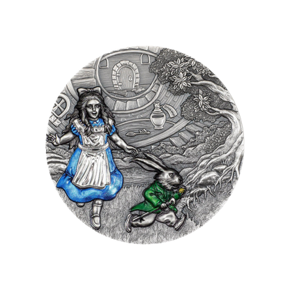 ALICE IN WONDERLAND Fairy Tales Fables 3 Oz Silver Coin $20 Cook Islands 2023
