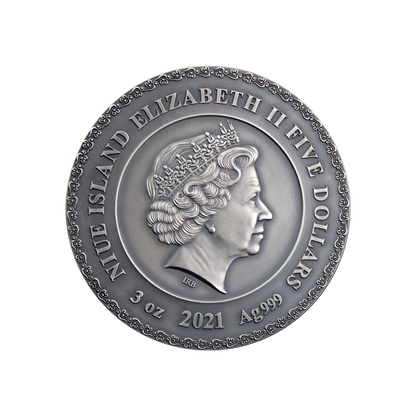 AMATERASU Divine Faces Of The Sun 3 Oz Silver Coin $5 Niue 2021