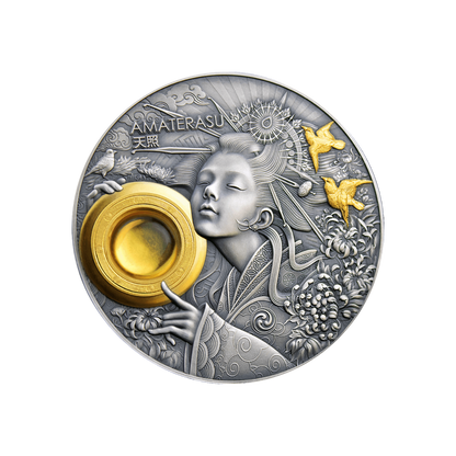 AMATERASU Divine Faces Of The Sun 3 Oz Silver Coin $5 Niue 2021