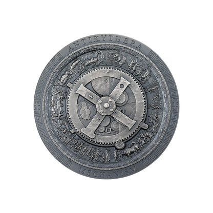 ANTIKYTHERA MECHANISM Antiqued Archeology Symbolism 3 Oz Silver Coin $20 Cook Islands 2023