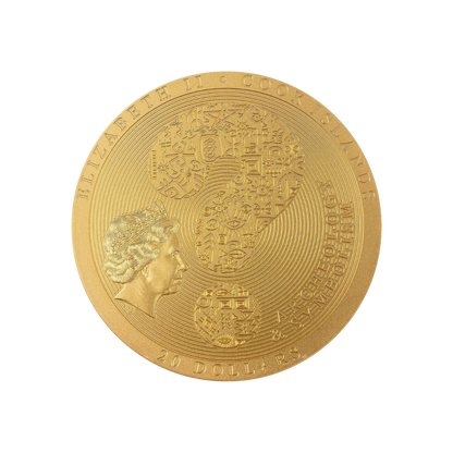 ANTIKYTHERA MECHANISM Gilded Archeology Symbolism Antiqued 3 Oz Silver Coin $20 Cook Islands 2023