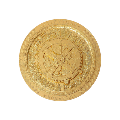 ANTIKYTHERA MECHANISM Gilded Archeology Symbolism Antiqued 3 Oz Silver Coin $20 Cook Islands 2023