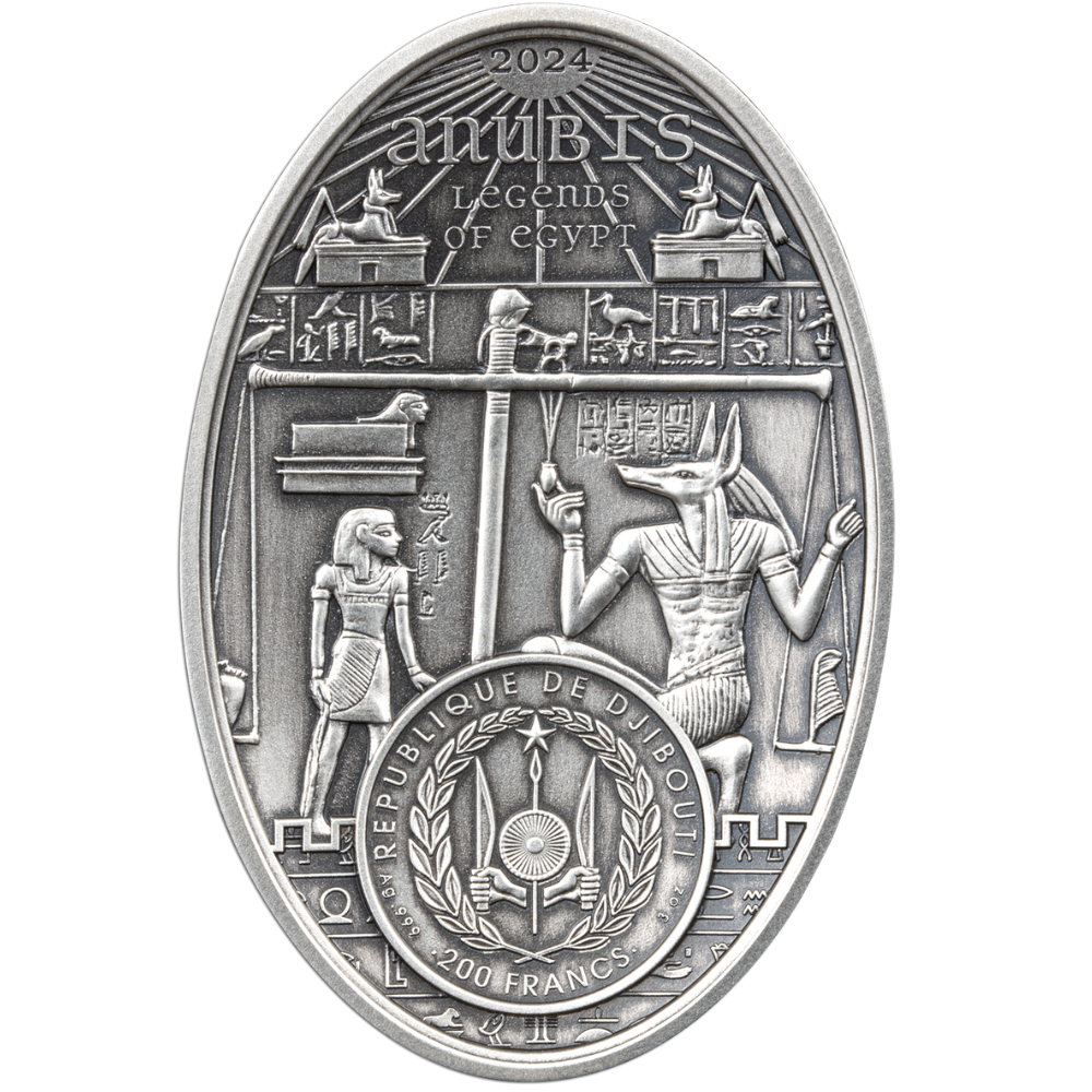 ANUBIS 3 Oz Silver Coin 200 Francs Djibouti 2024