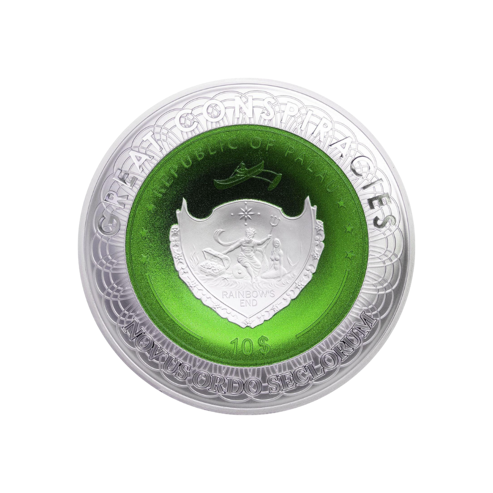 AREA 51 UFO Alien Great Conspiracies 2 Oz Silver Coin $10 Palau 2020
