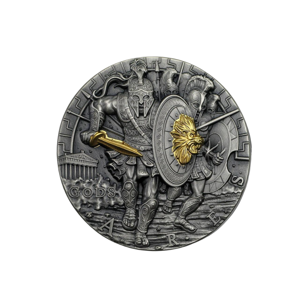 ARES God of War Gods 2 Oz Silver Coin $2 Niue 2017