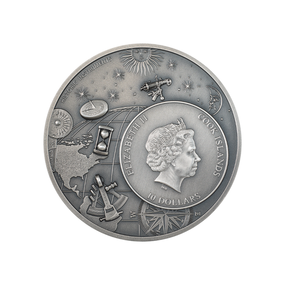 ASTROLABE Historic Instruments 2 Oz Silver Coin $10 Cook Islands 2023