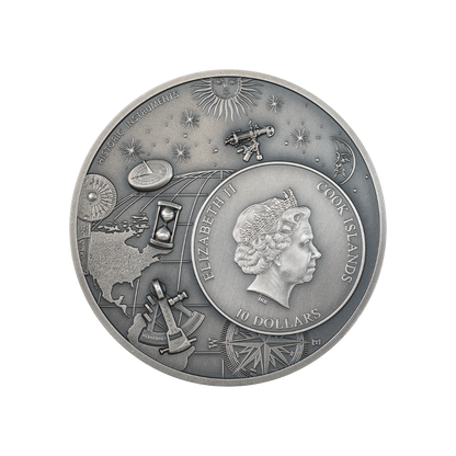ASTROLABE Historic Instruments 2 Oz Silver Coin $10 Cook Islands 2023
