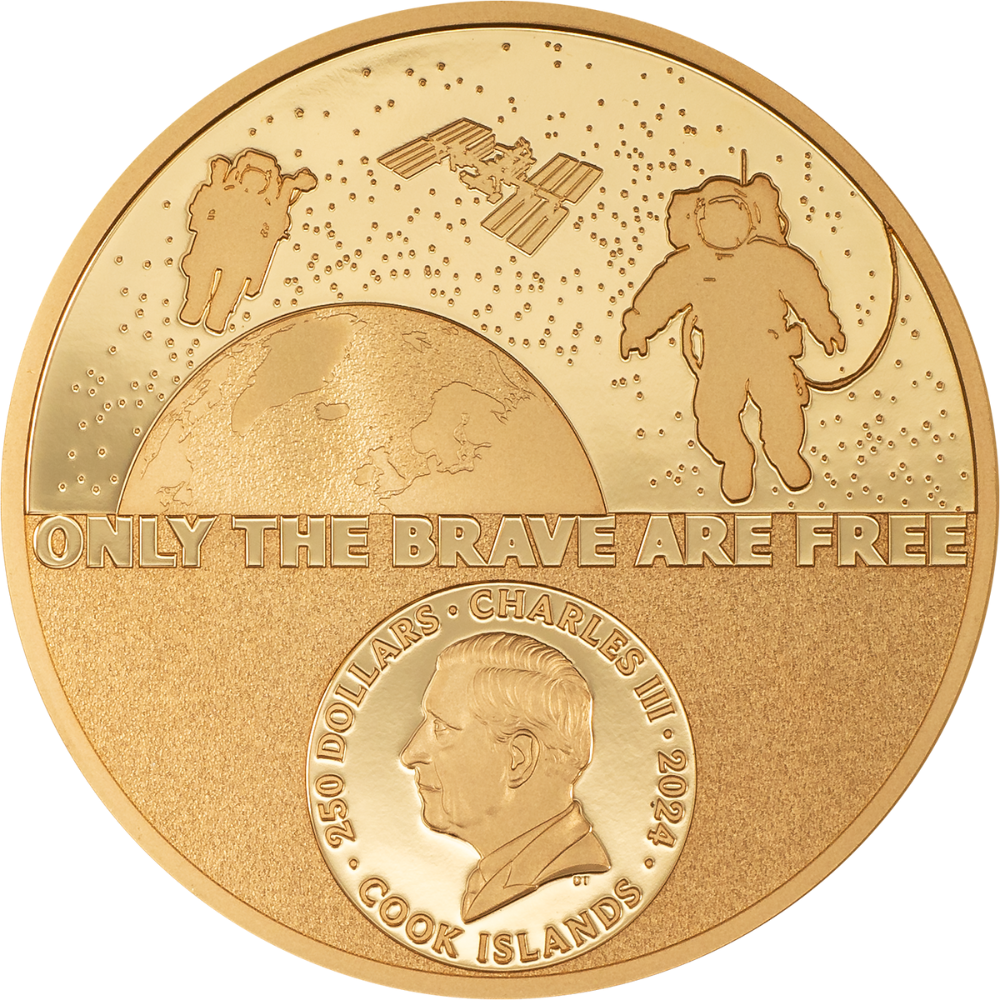 ASTRONAUT Real Heroes 1 Oz Gold Coin $250 Cook Islands 2024