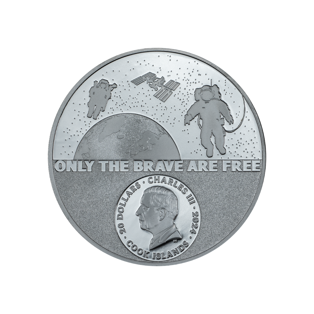 ASTRONAUT Real Heroes 3 Oz Silver Coin $20 Cook Islands 2024