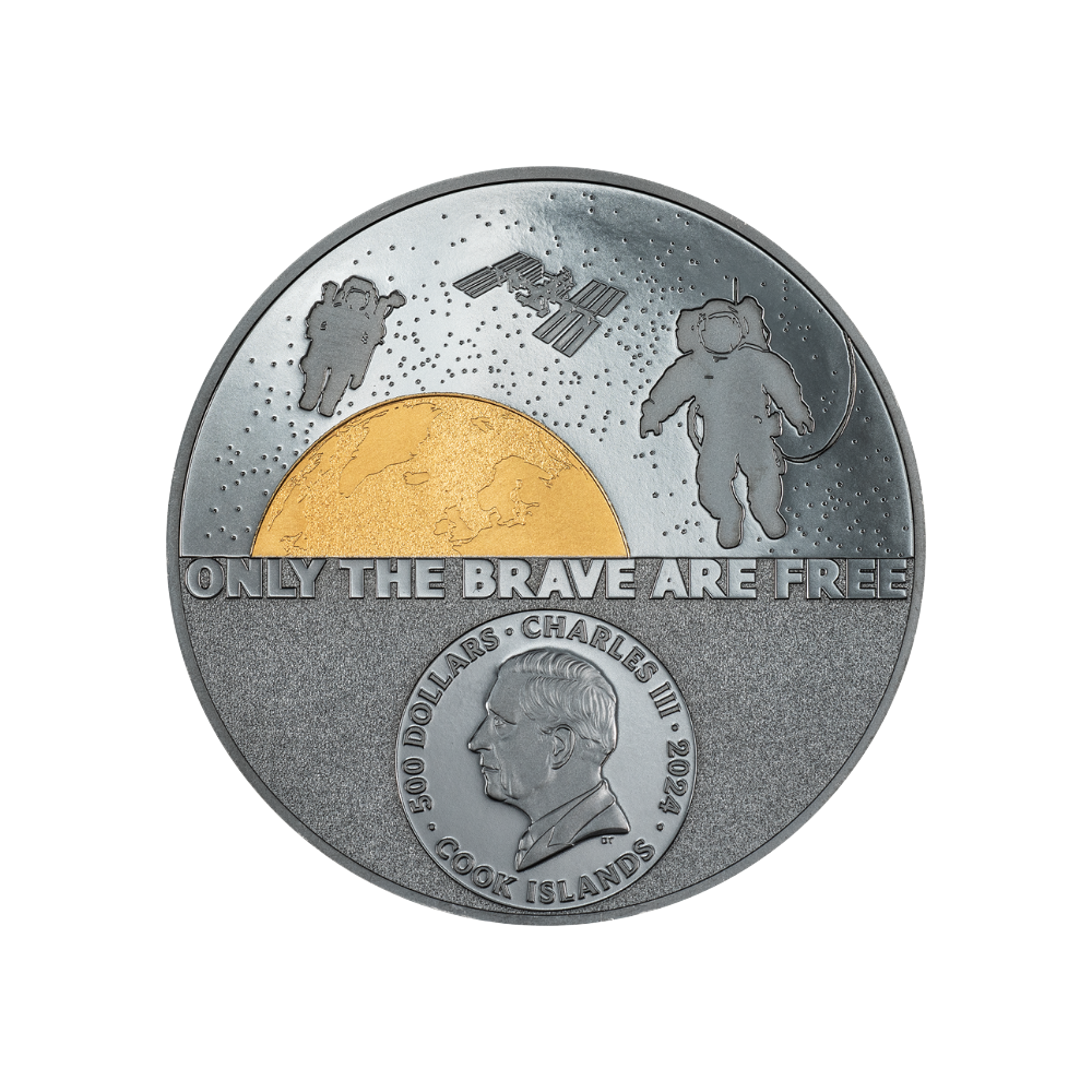 ASTRONAUT Real Heroes 5 Oz Gold Coin $500 Cook Islands 2024