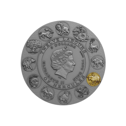 AUGEAN STABLES Twelve Labours of Hercules 2 Oz Silver Coin $5 Niue 2021