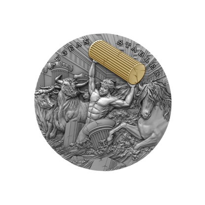 AUGEAN STABLES Twelve Labours of Hercules 2 Oz Silver Coin $5 Niue 2021