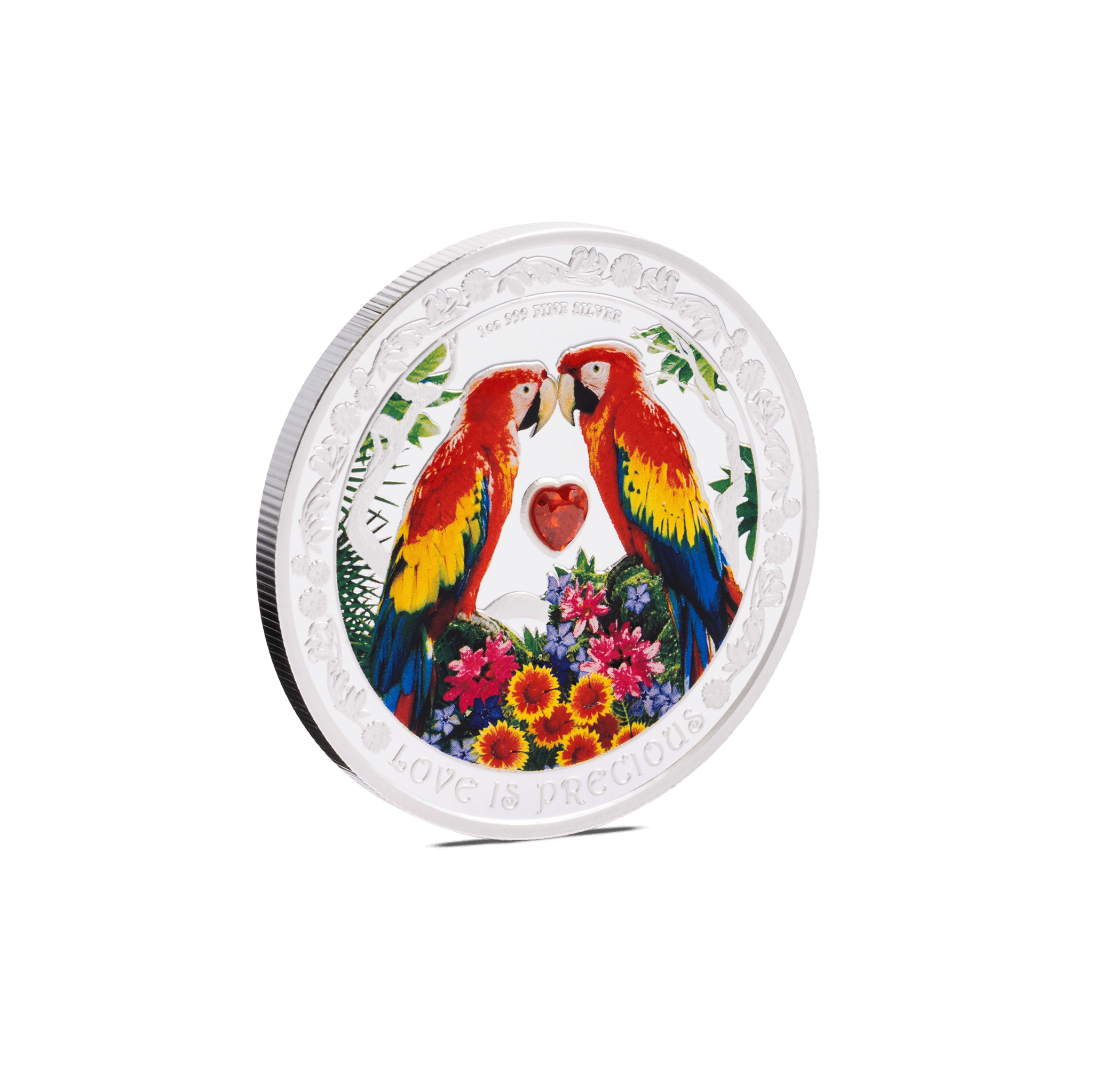 LOVE IS PRECIOUS Macaw 1 Oz Silver Coin $2 Niue 2025