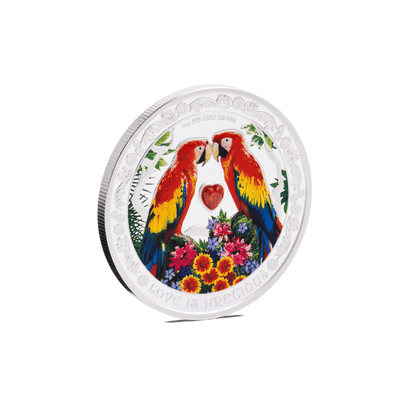 LOVE IS PRECIOUS Macaw 1 Oz Silver Coin $2 Niue 2025